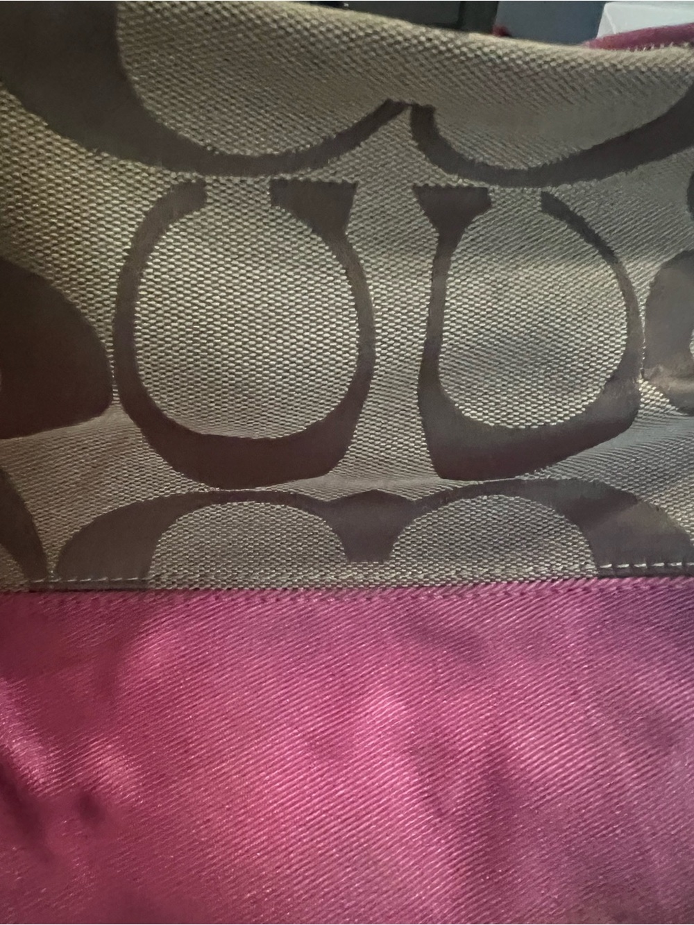 Coach Signature Canvas Tote in Brown and Pink